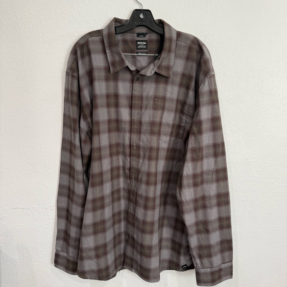 NEW Prana Slim Fit Flannel Button Down Long Sleeve Shirt Men’s Size XX-Large
